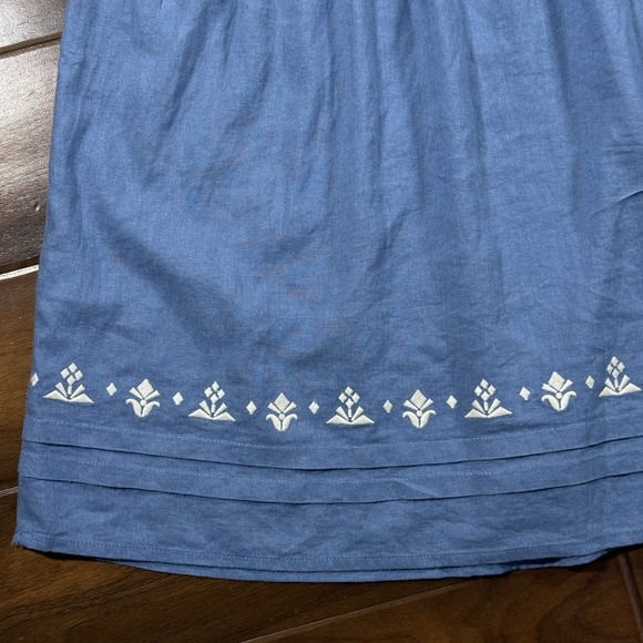 Pendleton Women's Size Medium Blue Embroidered Penelope Linen Tiered Midi Dress - Picture 9 of 11